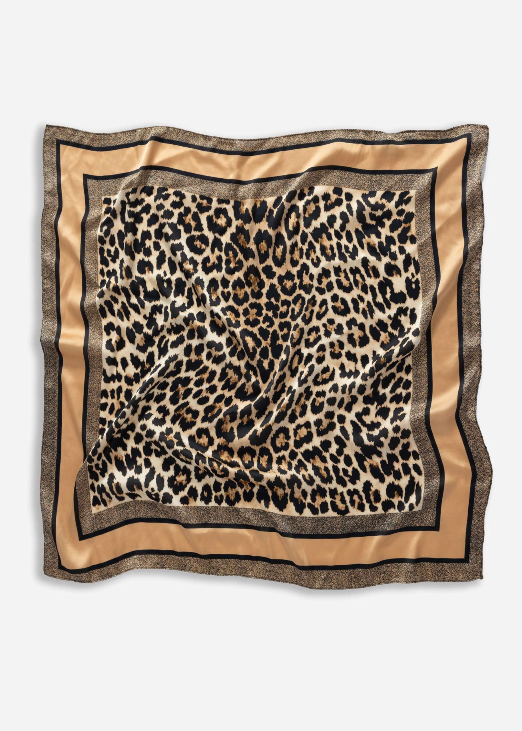 Halstuch mit Leo-Print - beige