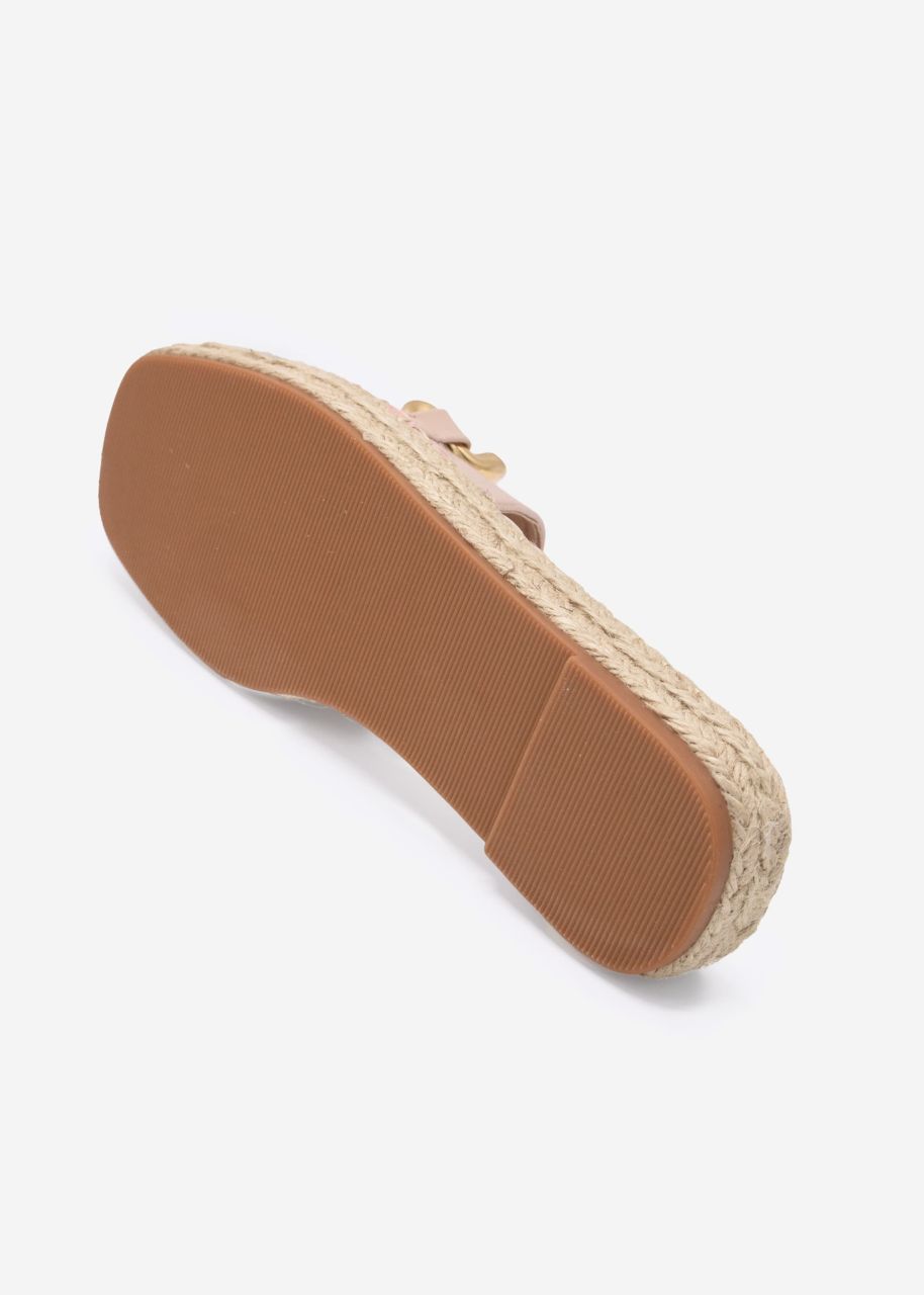 Espadrilles-Slider mit Kette - rosa