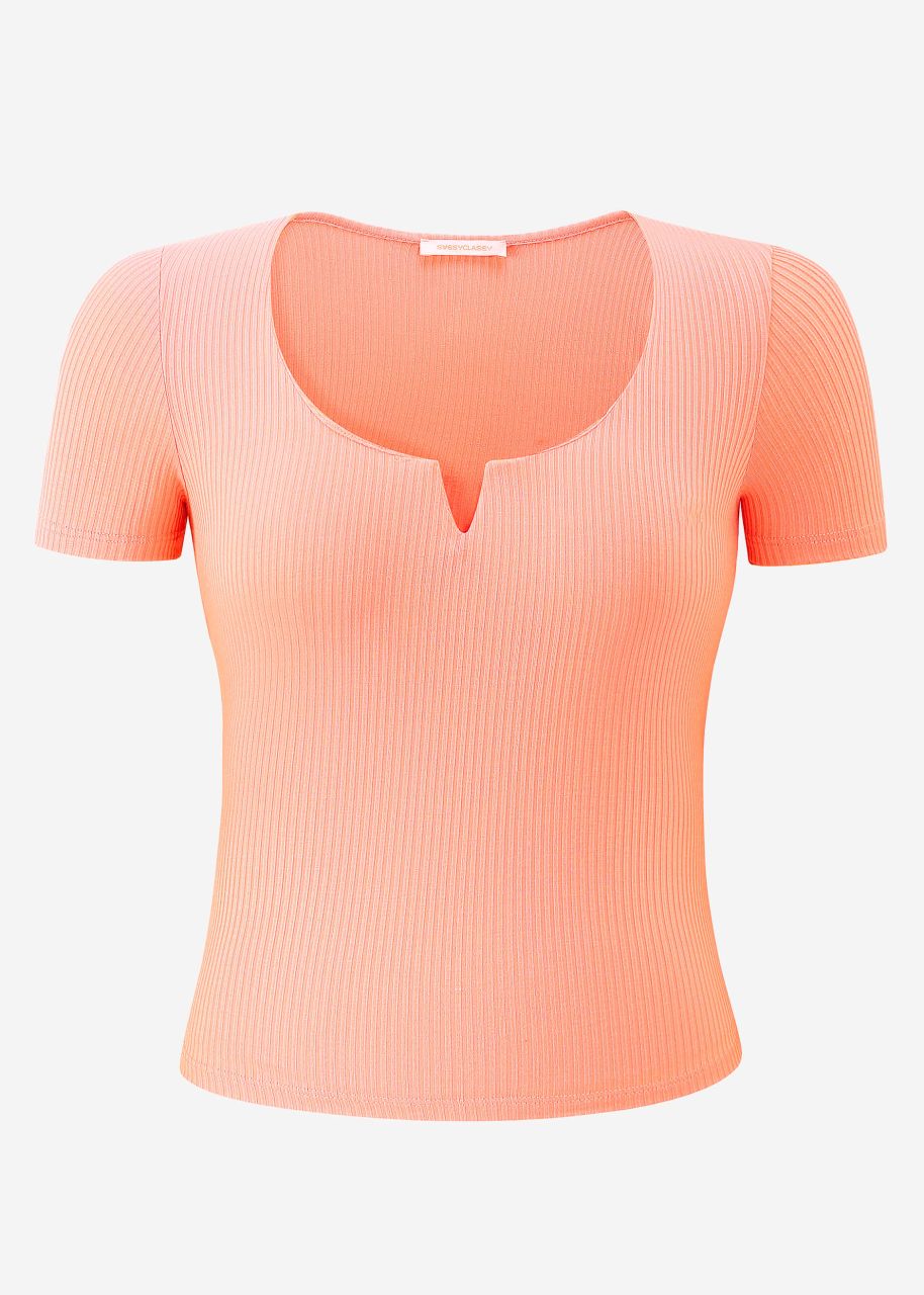 Geripptes T-Shirt - peach