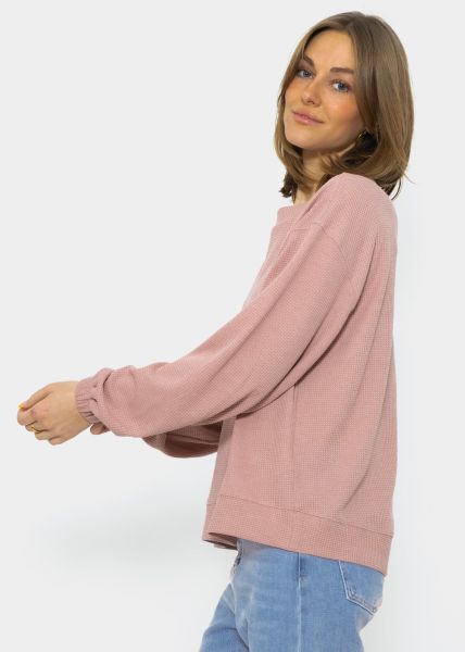 Langarmshirt in Waffelpiqué - rosa