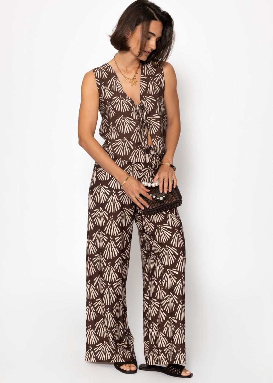 Schlupfhose mit Muschel-Print - braun