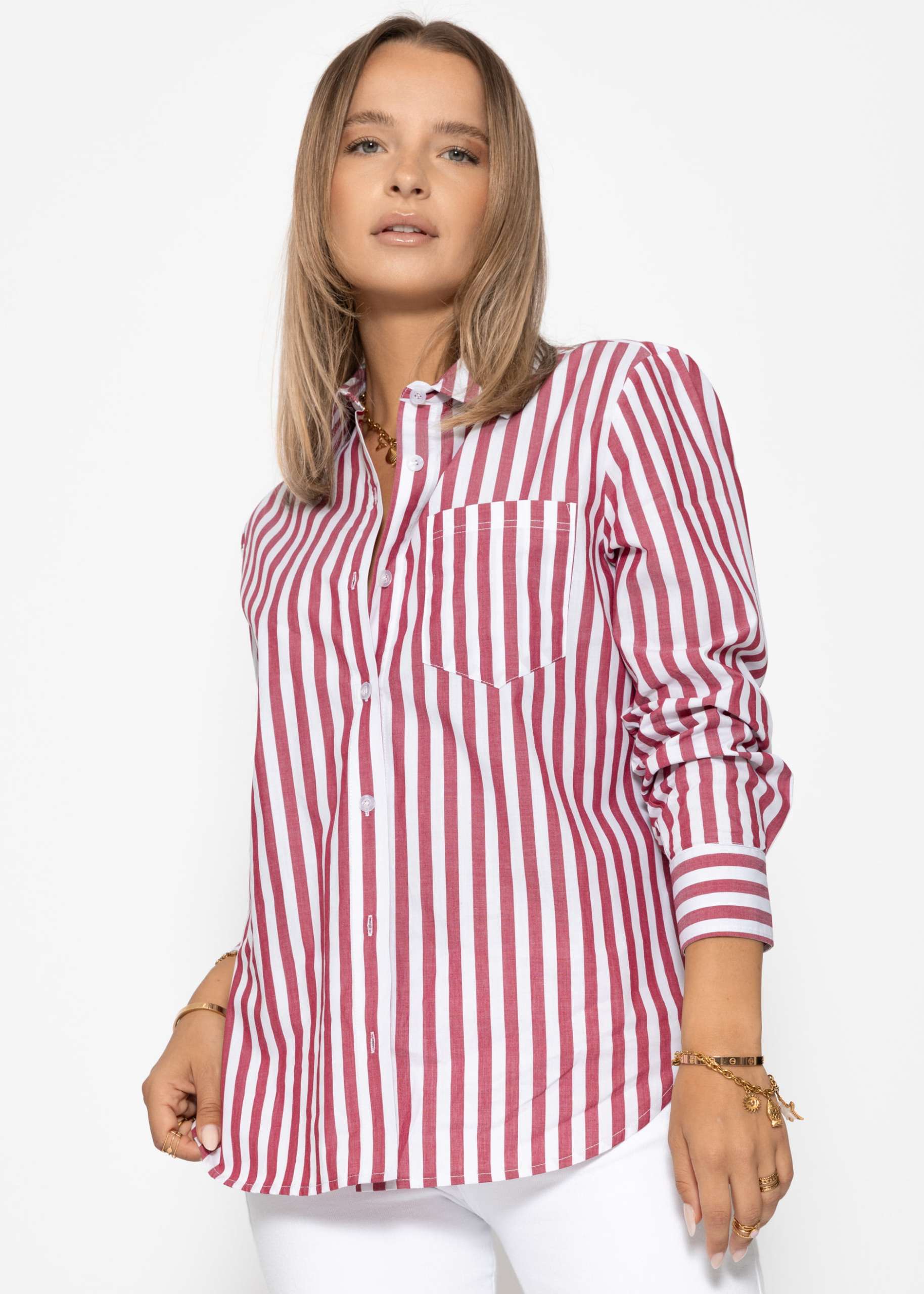 Gestreifte Bluse - rot
