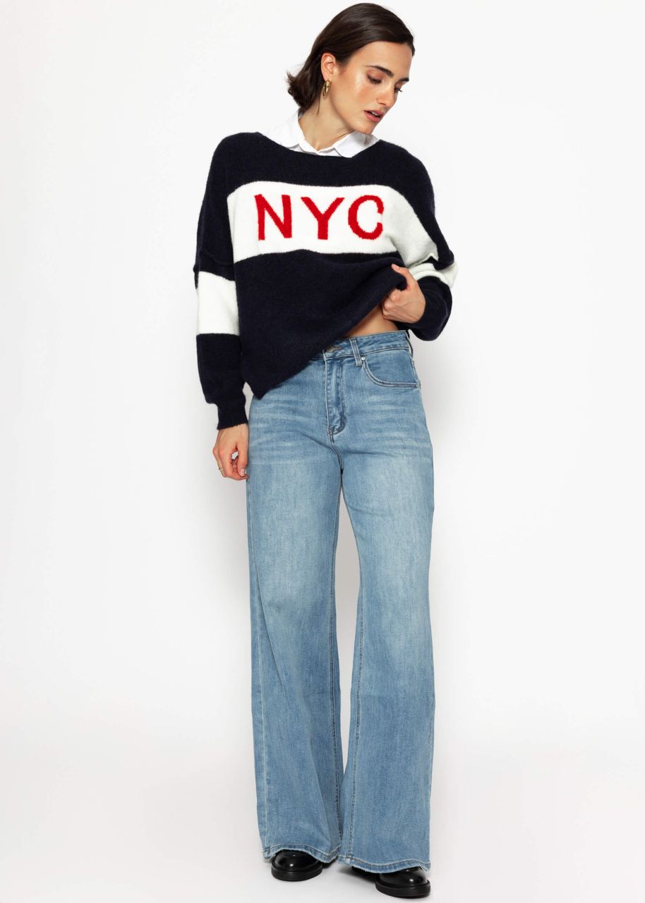 Oversize Pullover "NYC" - dunkelblau