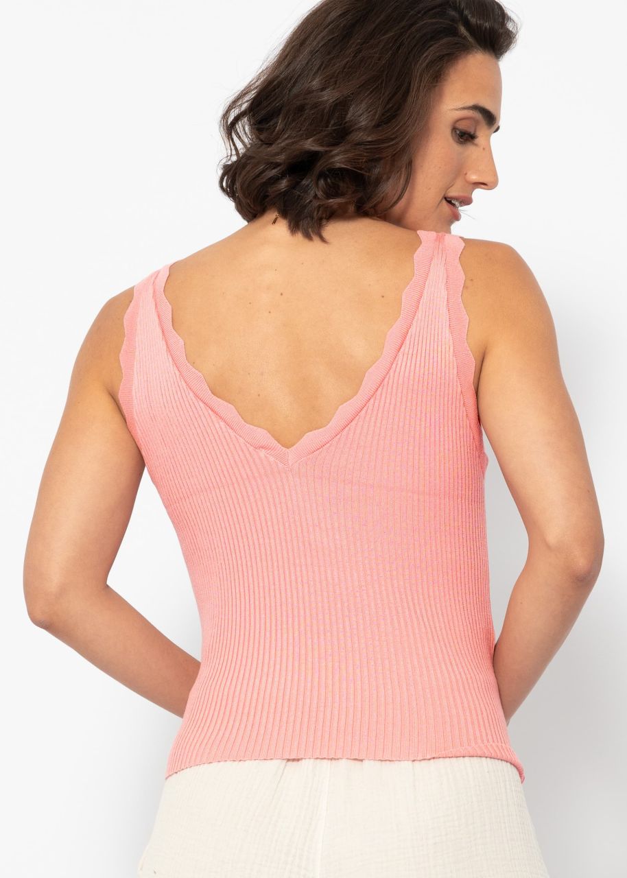 Strick Top mit V-Ausschnitt - rosa