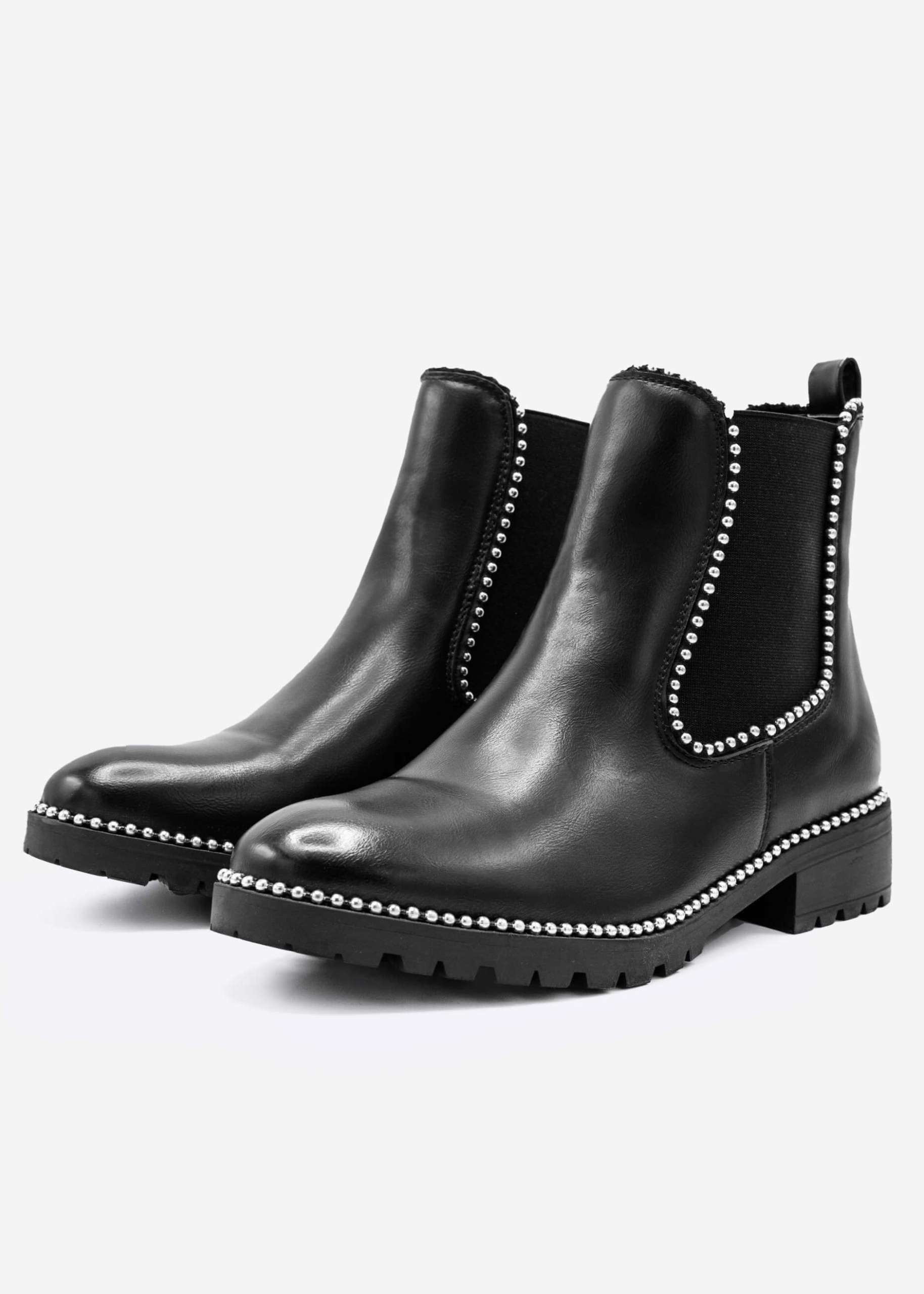 Chelsea-Boots mit kleinen Kugelnieten, schwarz