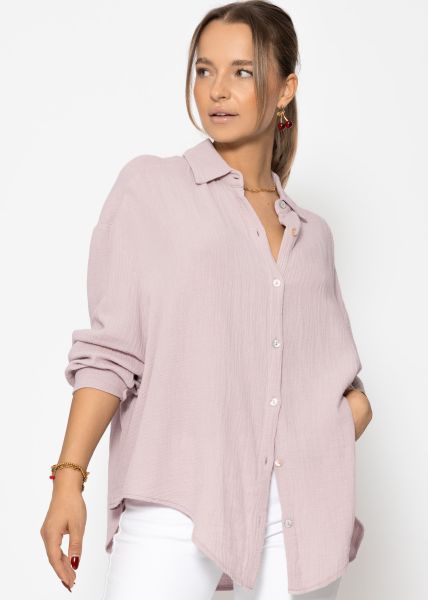 Musselin Bluse oversize, kurz, puderrosa