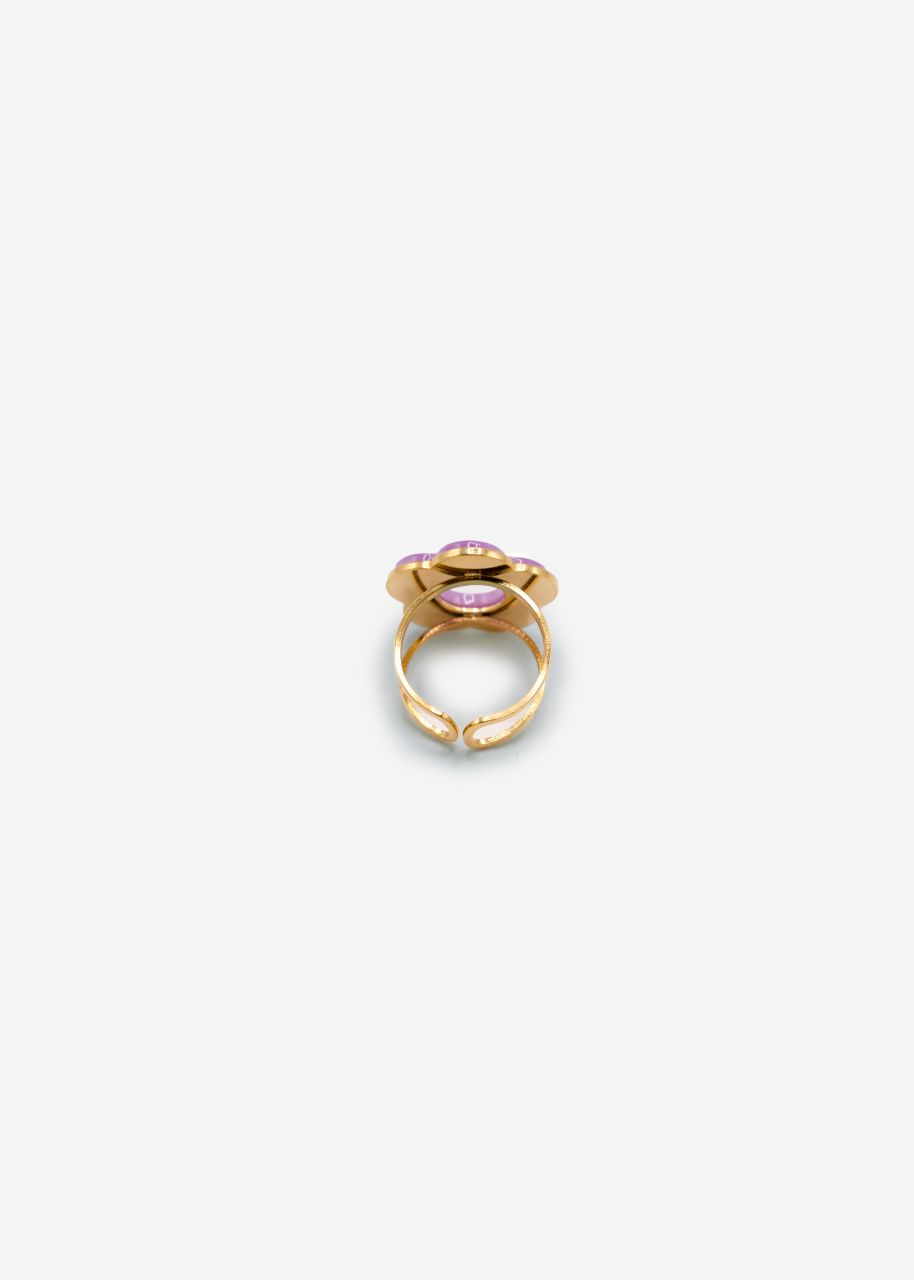 Ring mit lila Blütenmotiv - gold