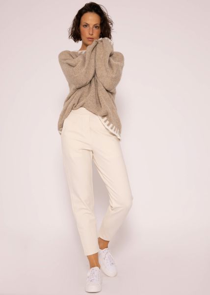 Pullover mit offwhite Details, beige