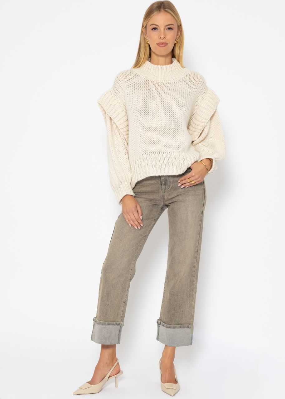 Jessica Haller Oversize Pullover mit Statement Ärmeln - offwhite