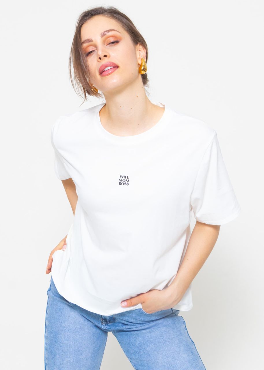Oversize T-Shirt mit "MOM" Print - offwhite
