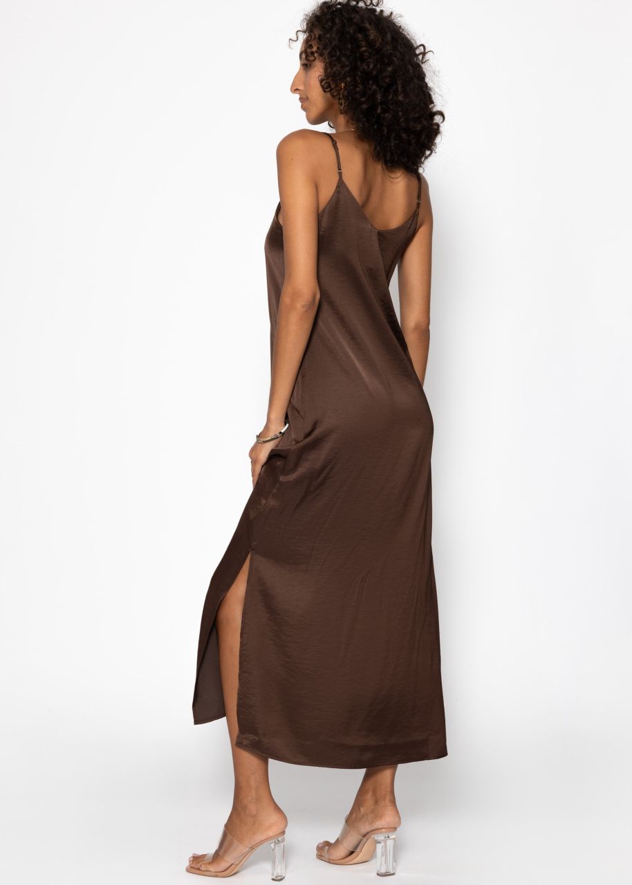Maxi Satin Kleid - dunkelbraun