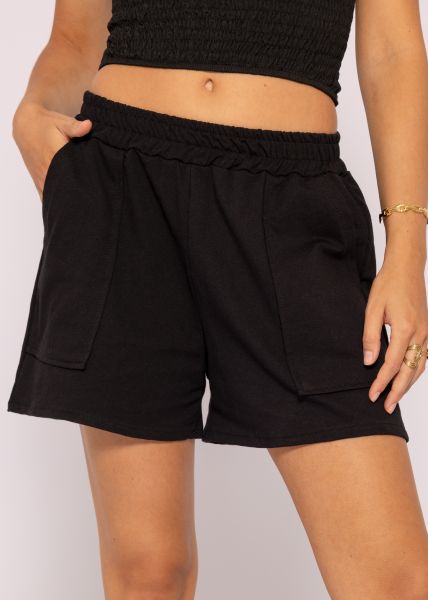 Jersey Shorts mit Taschen, schwarz