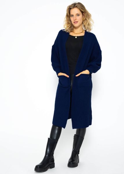 Langer super soft Cardigan mit Taschen - dunkelblau