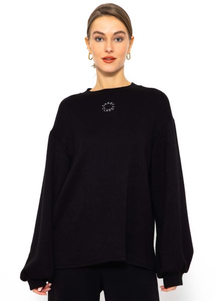 Oversize Sweatshirt mit Stickerei - schwarz