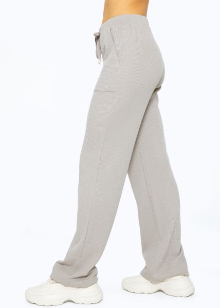 Casual Pants in Waffelpiqué - taupe