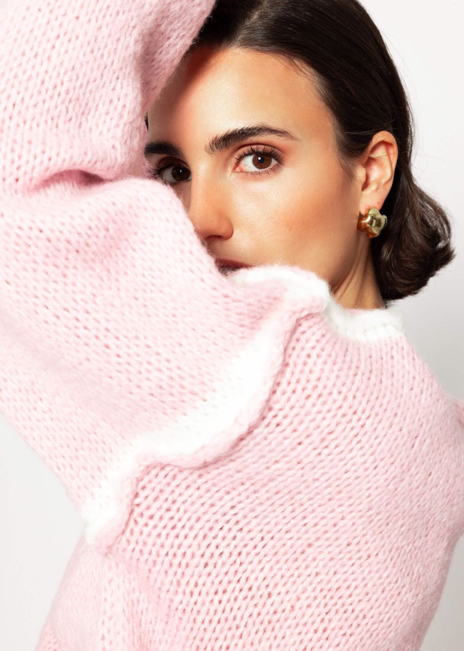 Pullover mit Kontrastnähten - rosa