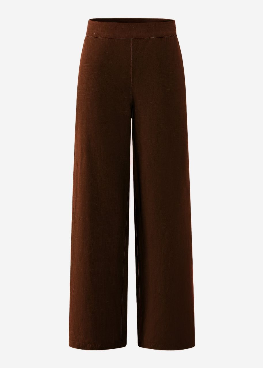 Leinen Hose mit geradem Bein- braun
