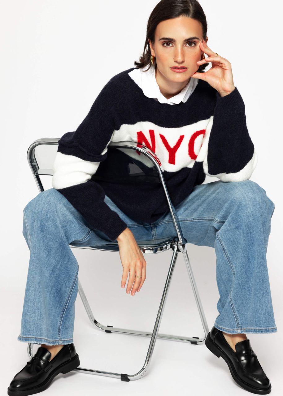 Oversize Pullover "NYC" - dunkelblau