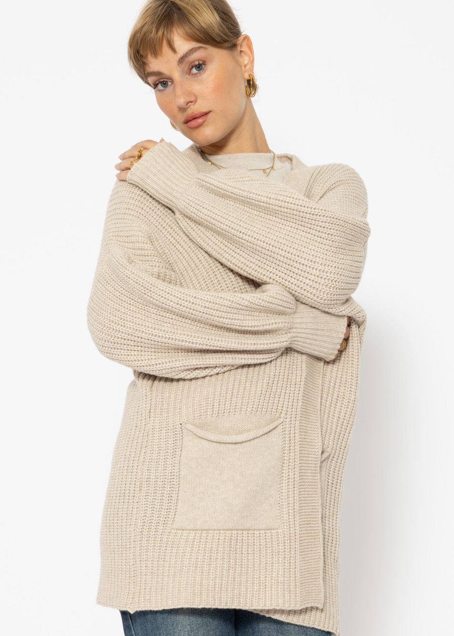 Strick Cardigan mit Taschen - beige