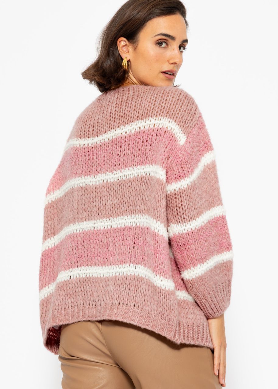 Cardigan in Streifen Design - pink