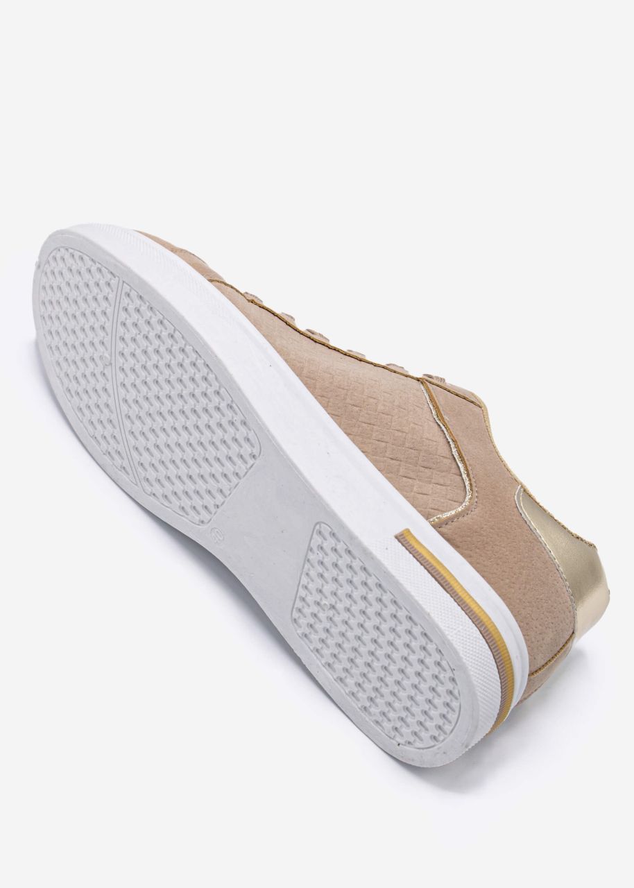 Sneaker mit Prägung, beige