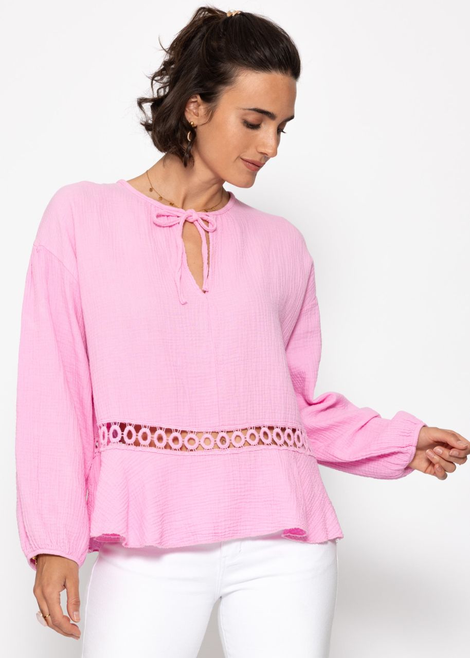 Musselin Bluse mit Schößchen - rosa