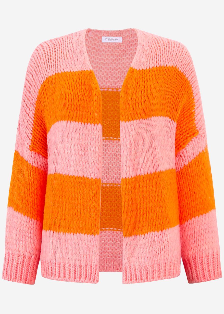 Gestreifter oversize Cardigan - peach-orange