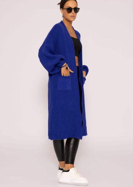 Maxi Cardigan mit Taschen - royalblau