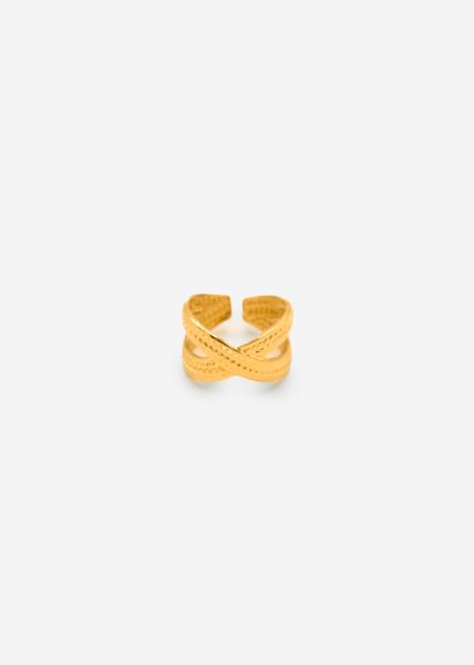 Überkreuzter Ring mit Textur - gold