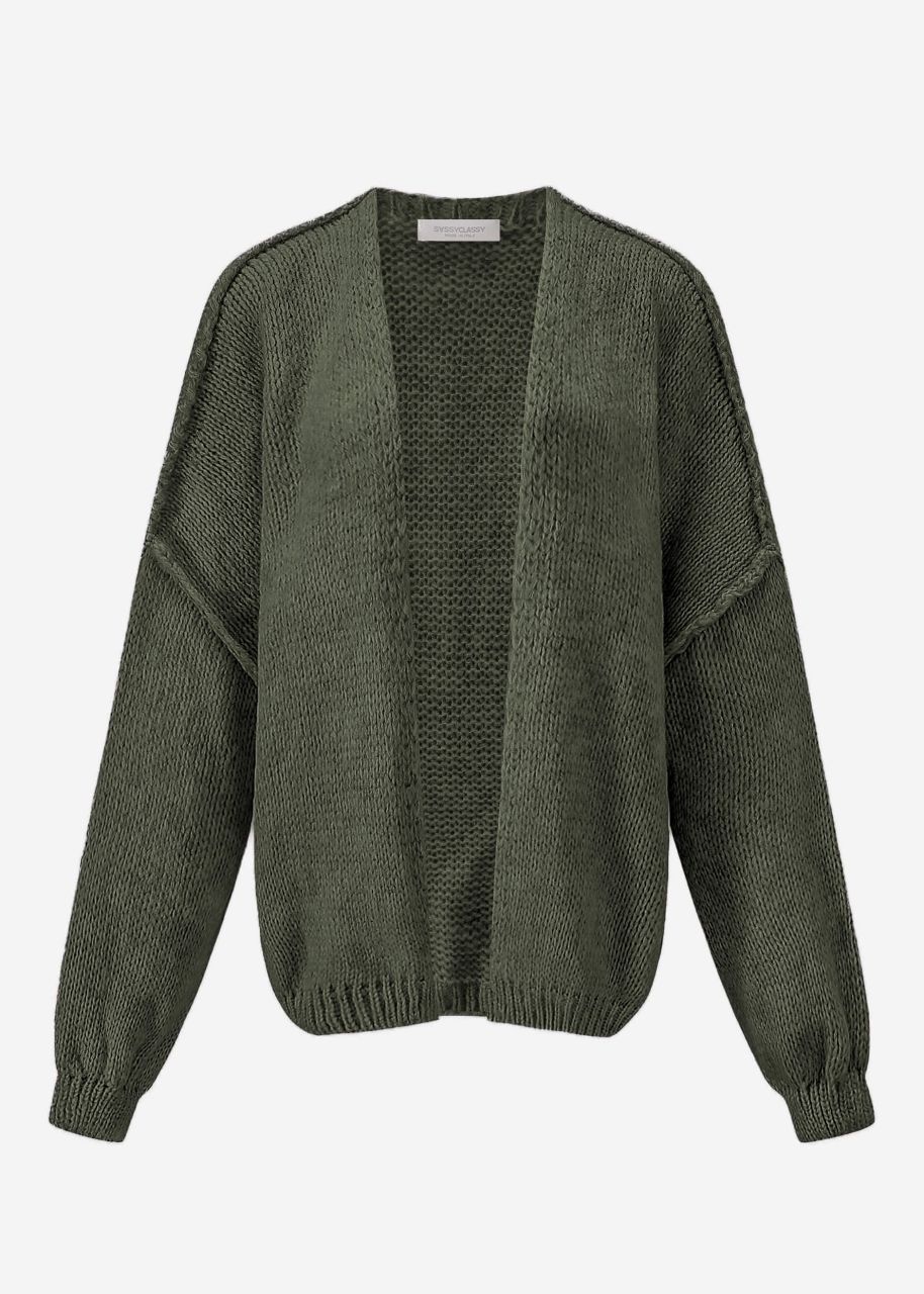 Lässiger Cardigan mit Außennähten - dunkelgrün