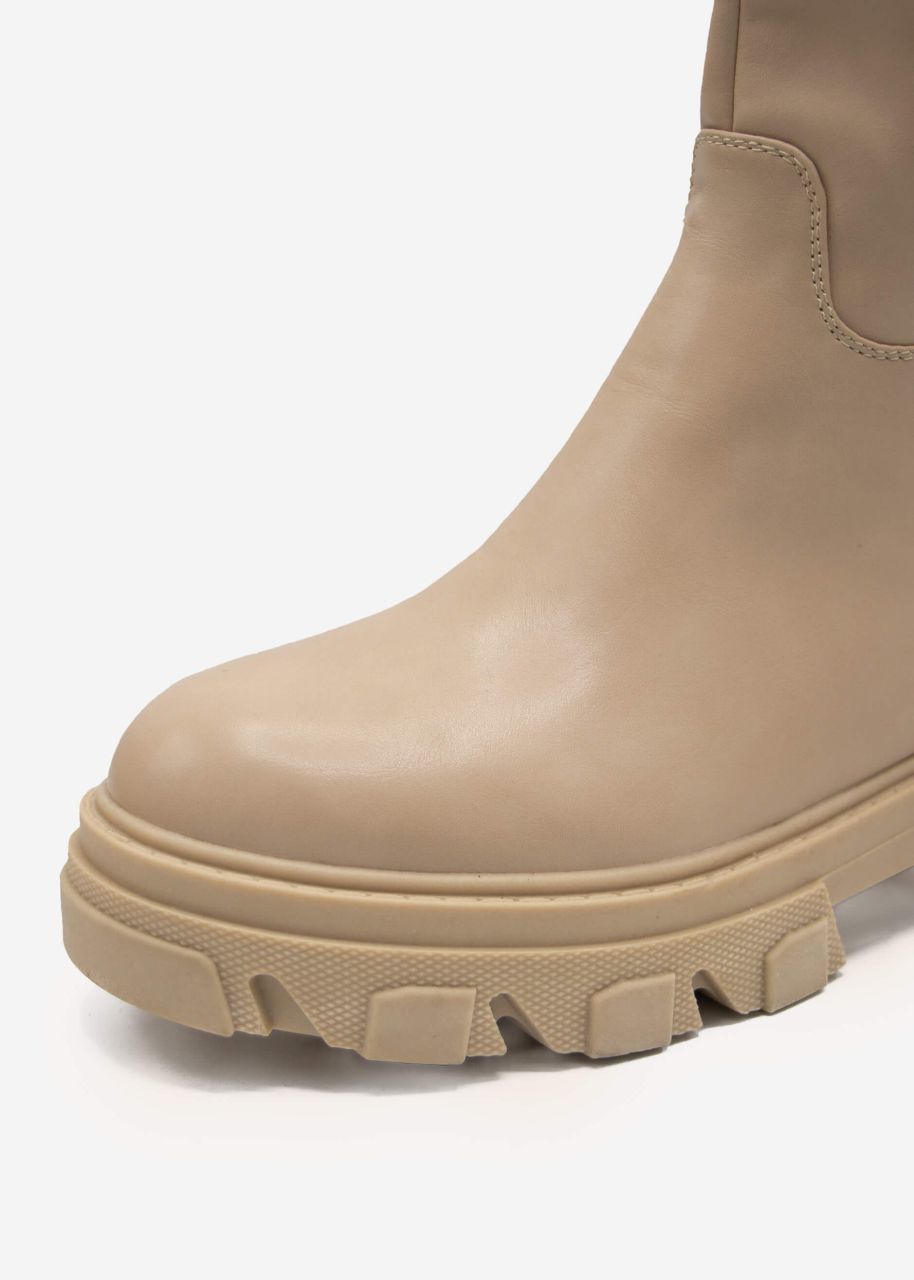 Plateau Boots mit grober Sohle, beige