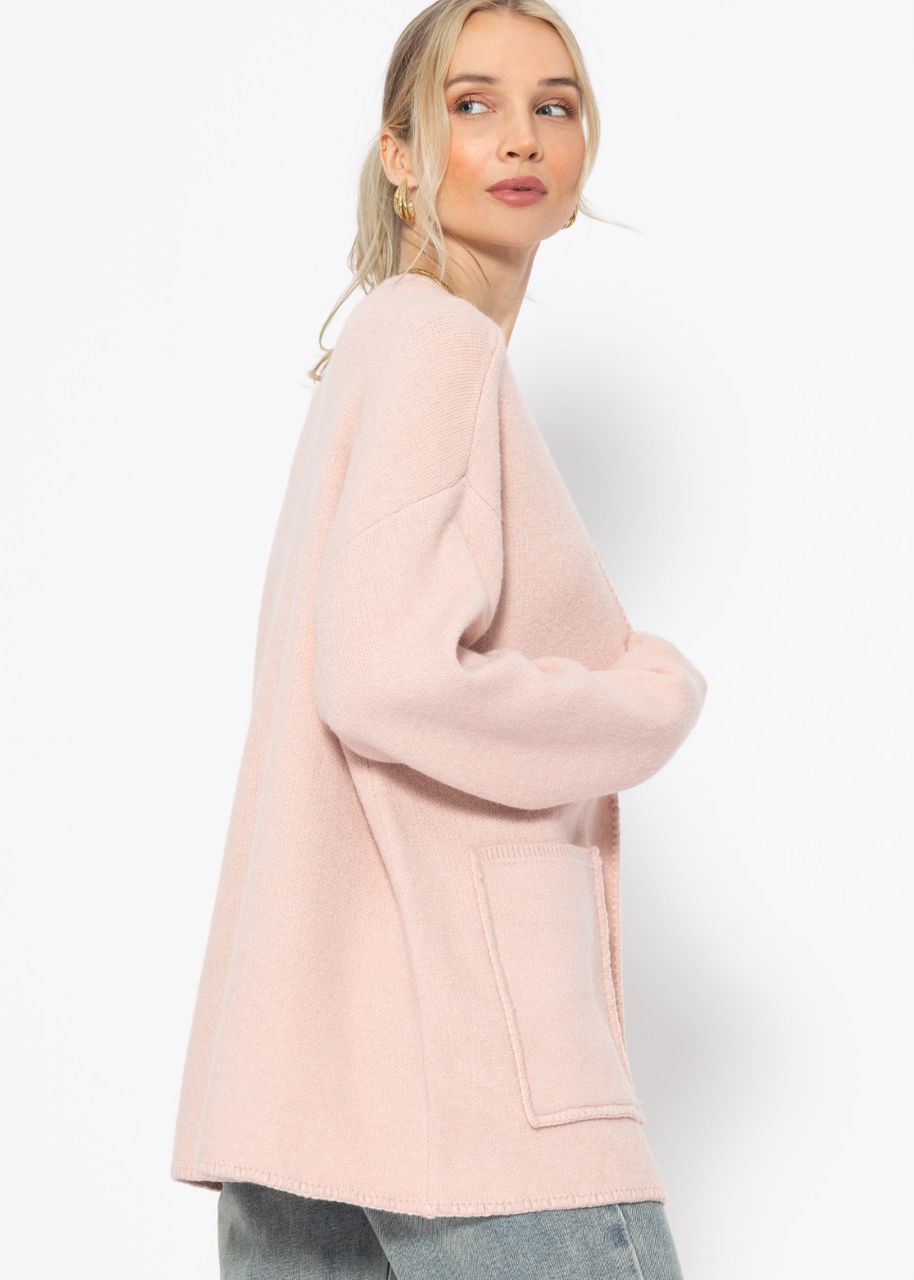 Offener Cardigan mit aufgesetzten Taschen - rosa