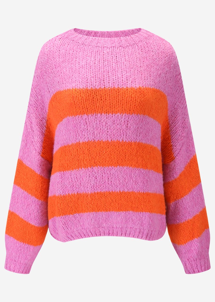 Gestreifter Pullover - pink-orange