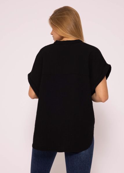 Musselin Shirt, schwarz