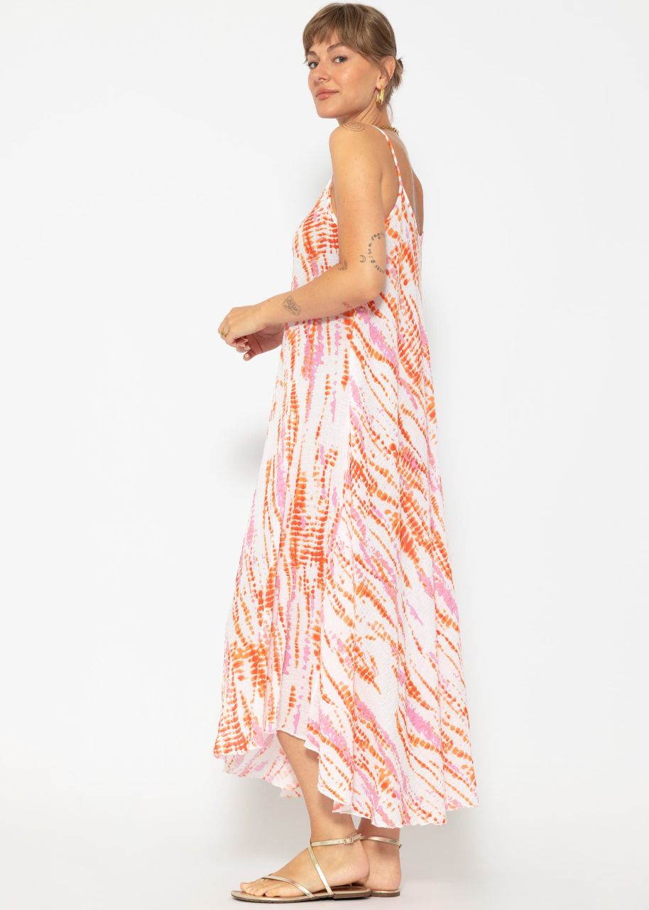 Musselin Beach Kleid mit buntem Print - offwhite