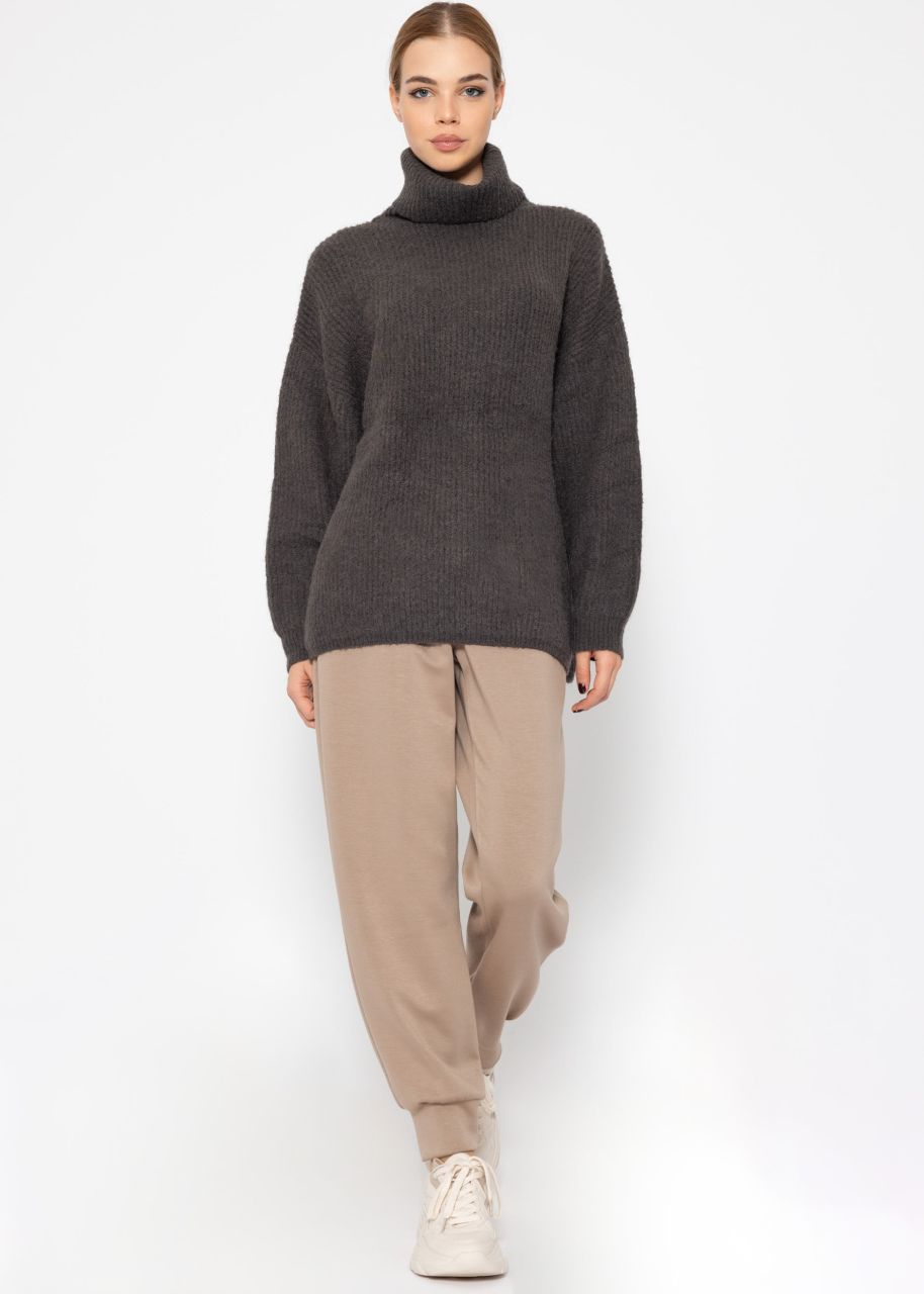 Oversize Rollkragenpullover - anthrazit