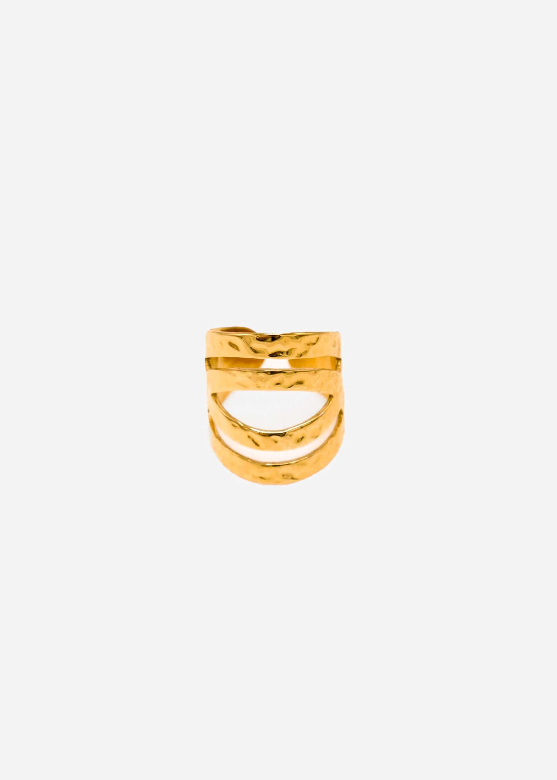 Breiter, gehämmerter Ring, gold