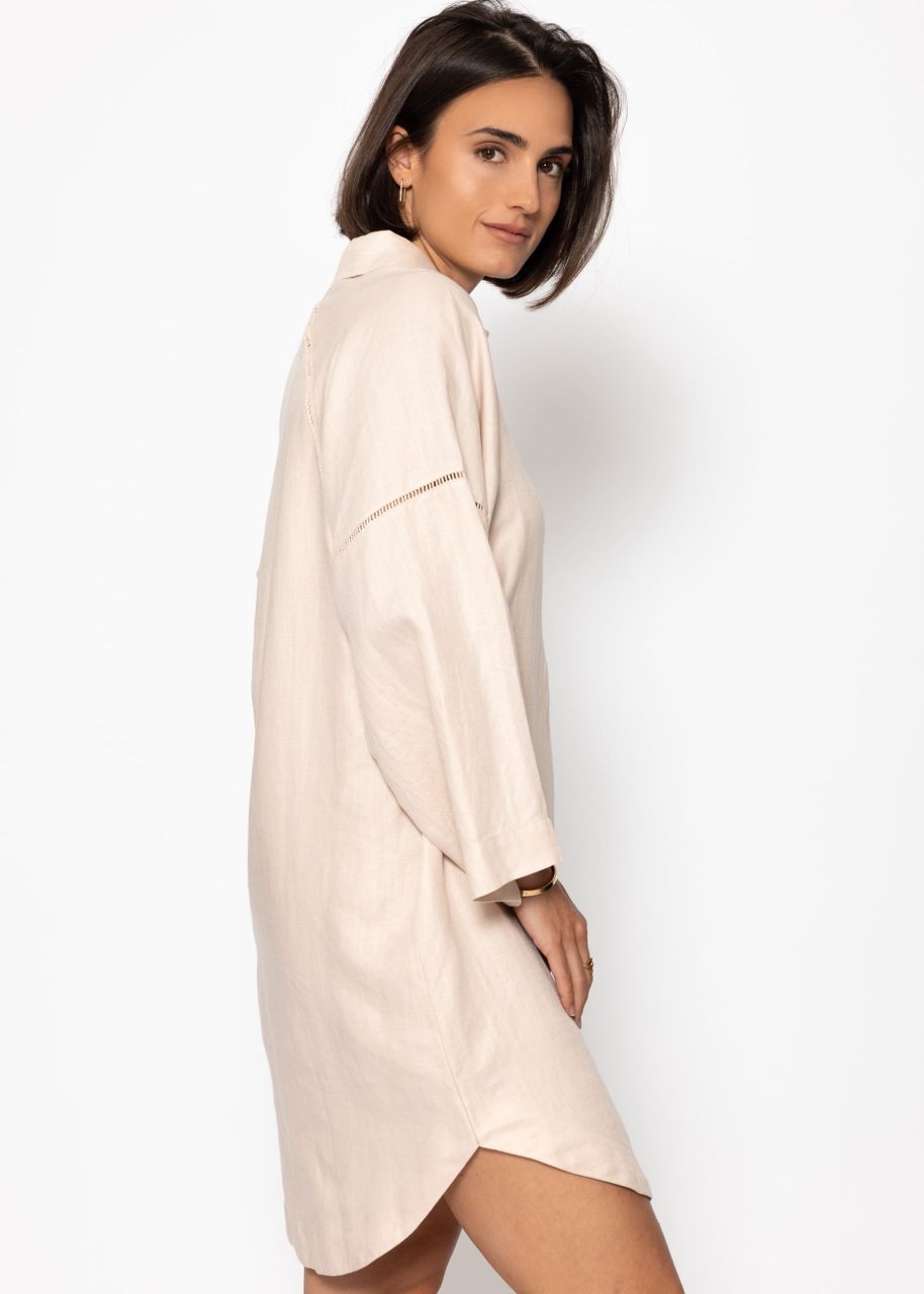 Leinen Kleid mit Knopfleiste - creme