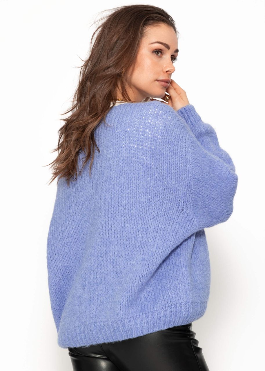 Oversize Pullover mit V-Ausschnitt - flieder