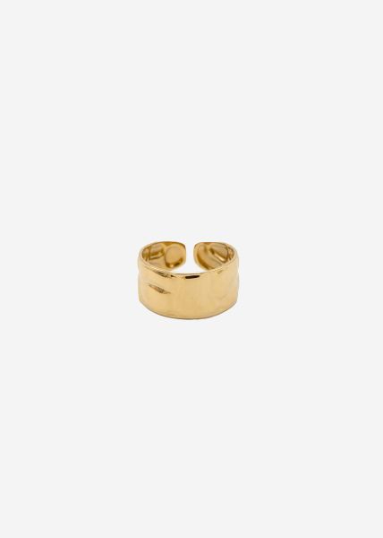 Breiter Ring mit Struktur, gold