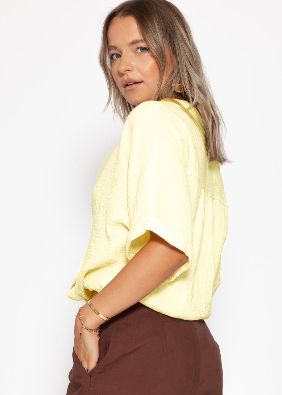 Musselin Bluse mit Zugband - buttergelb
