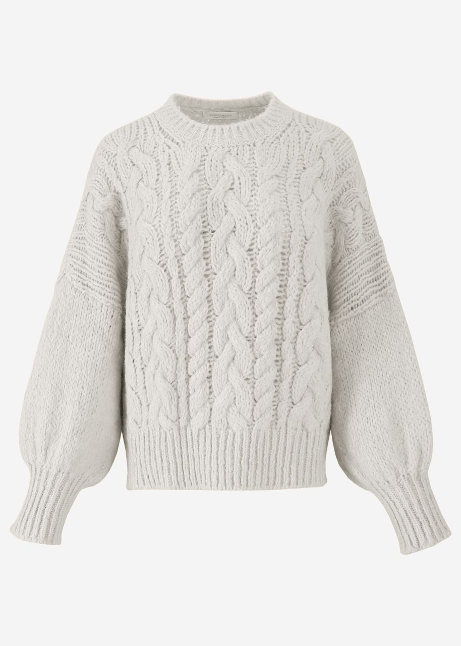 Super flauschiger Pullover mit Zopfmuster - grau