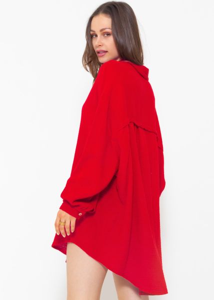 Musselin Bluse oversize, rot