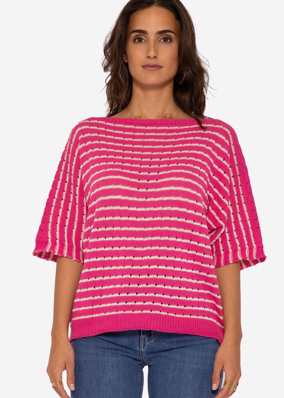 Oversize Halbarm Pullover, pink