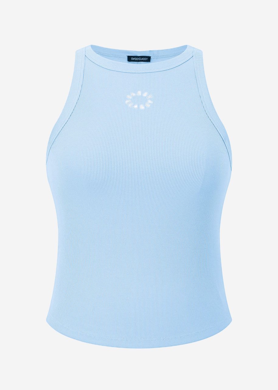 Tank Top mit Stickerei - hellblau