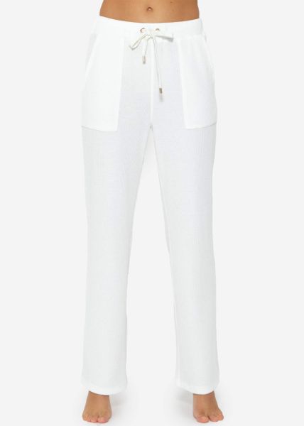 Casual Pants in Waffelpiqué - offwhite