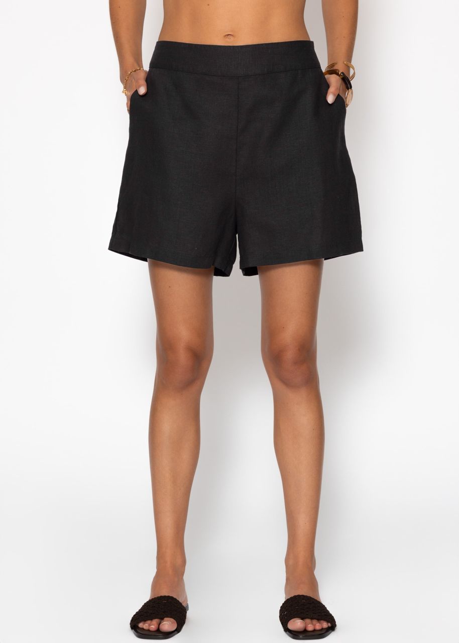 Leinen Shorts - schwarz
