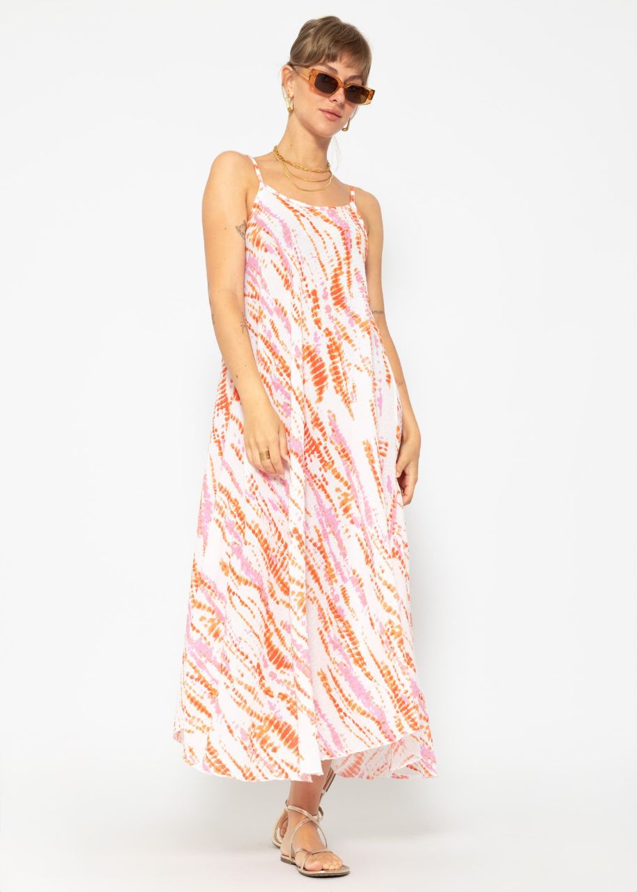 Musselin Beach Kleid mit buntem Print - offwhite