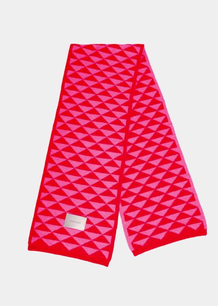 Schal mit geometrischem Print - rot-pink