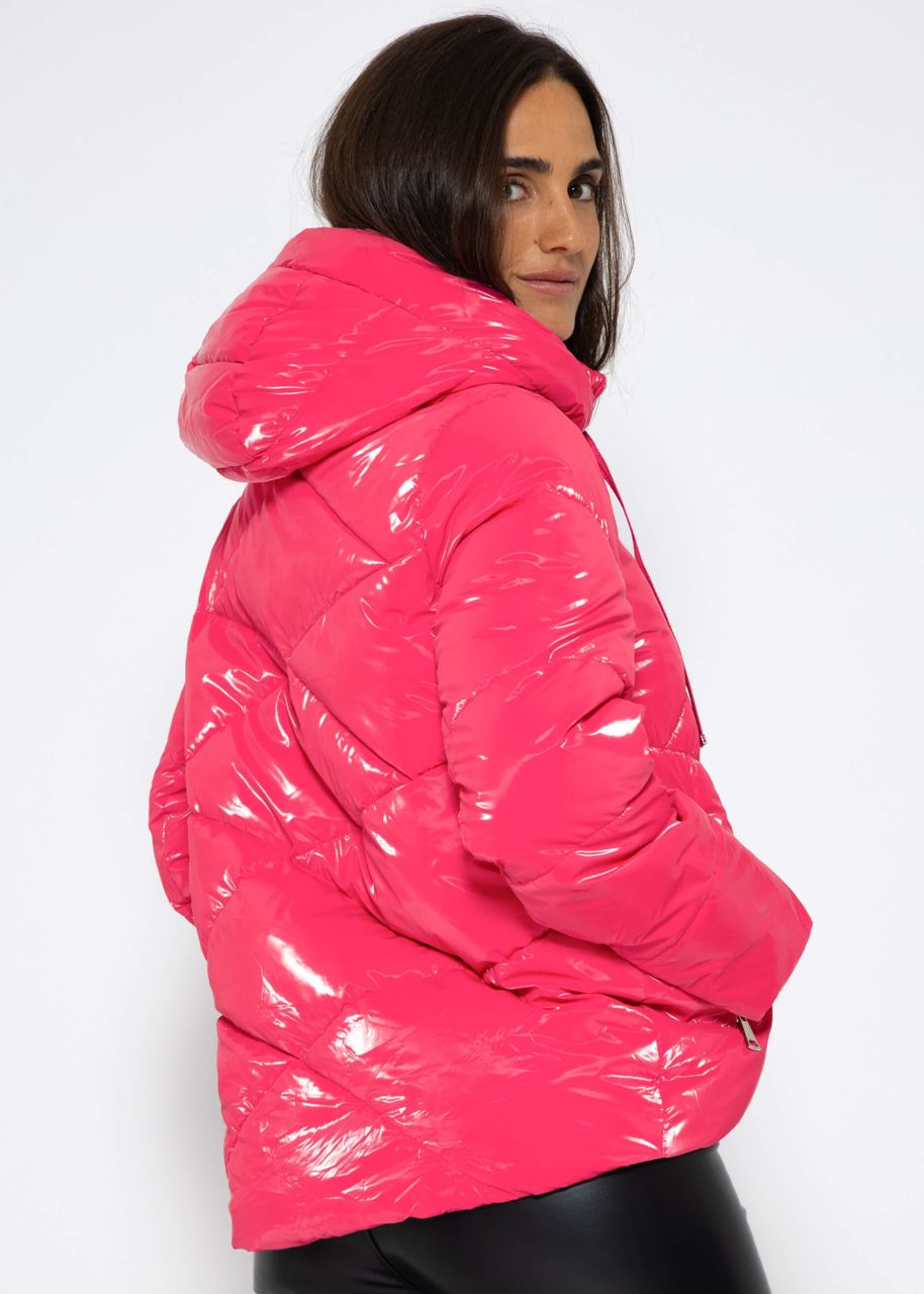 Pufferjacke mit Kapuze - pink